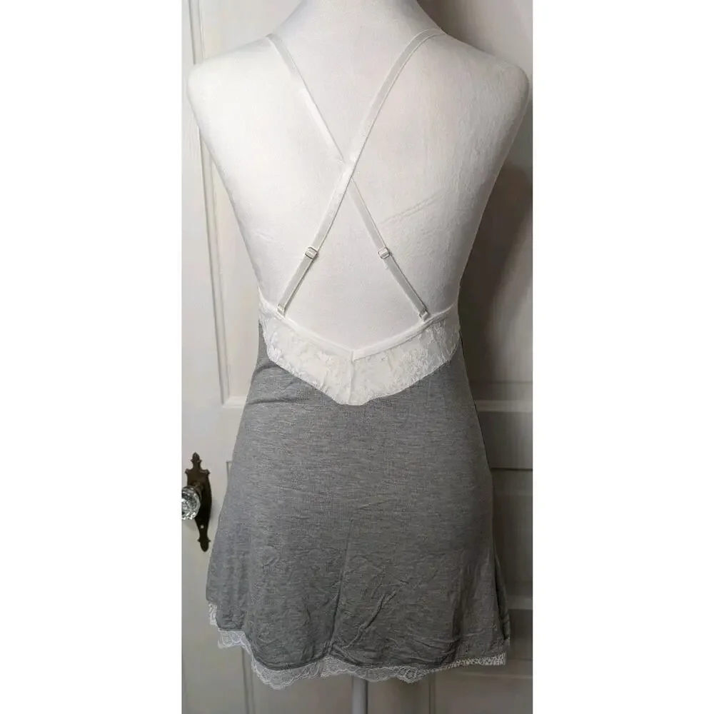 Avidlove Lace Feminine Babydoll Nightgown Grey Bow Small (792) - Picture 3 of 4